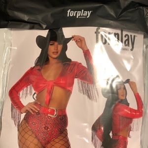Halloween Foreplay Cowgirl Rodeo Fever Costume RED. Never been worn. Size L/XL